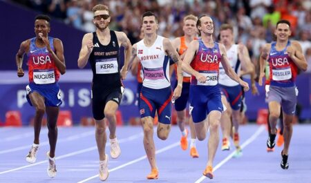 Spectacular Finish: Sprinter Flips Over the Line to Claim Hurdles Victory!